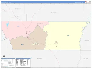 Carbon County, UT ColorCast style ZIP Code wall map