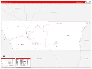 Carbon County, UT RedLine style ZIP Code wall map