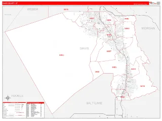 Davis County, UT RedLine style ZIP Code wall map