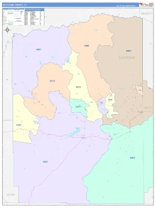 Duchesne County, UT ColorCast style ZIP Code wall map