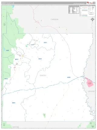 Emery County, UT Classic style ZIP Code wall map