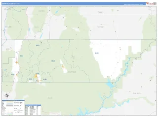 Garfield County, UT Business Reference style ZIP Code wall map