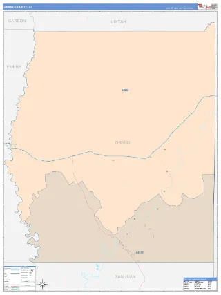 Grand County, UT ColorCast style ZIP Code wall map