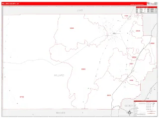 Millard County, UT RedLine style ZIP Code wall map