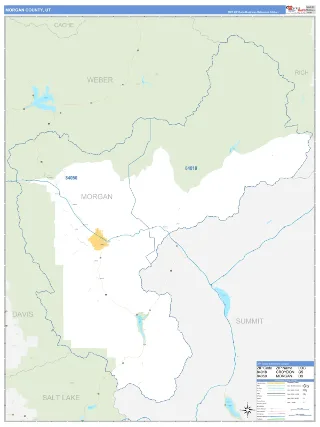 Morgan County, UT Business Reference style ZIP Code wall map