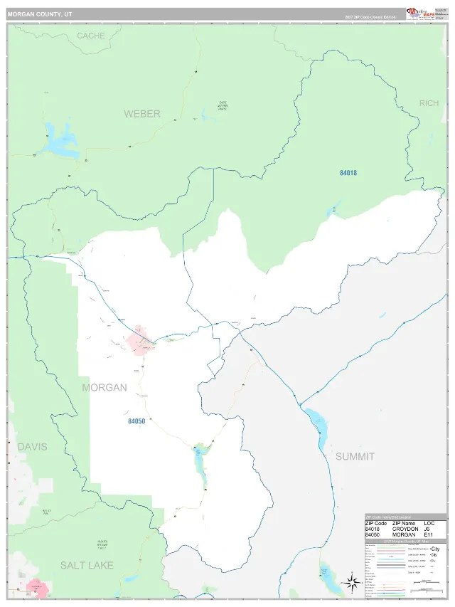 Morgan County, UT ZIP Code Wall Map, Classic style