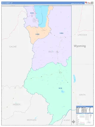 Rich County, UT ColorCast style ZIP Code wall map