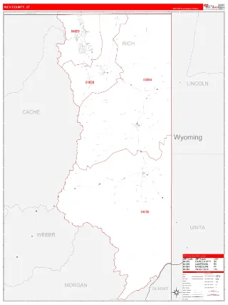 Rich County, UT RedLine style ZIP Code wall map