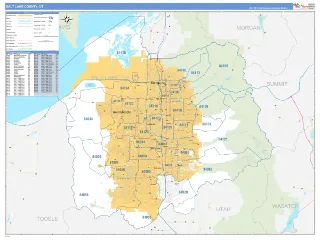 Salt Lake County, UT Business Reference style ZIP Code wall map