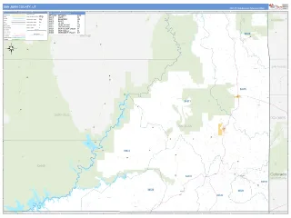 San Juan County, UT Business Reference style ZIP Code wall map