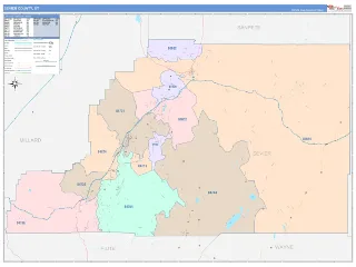 Sevier County, UT ColorCast style ZIP Code wall map