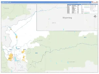 Summit County, UT Business Reference style ZIP Code wall map