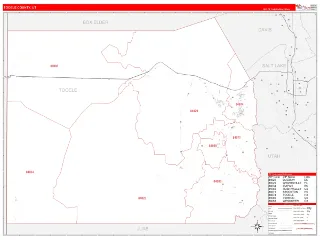 Tooele County, UT RedLine style ZIP Code wall map