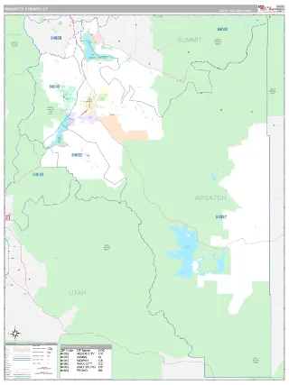 Wasatch County, UT Classic style ZIP Code wall map