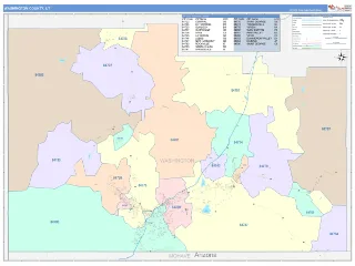 Washington County, UT ColorCast style ZIP Code wall map