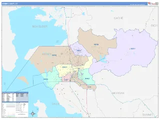 Weber County, UT ColorCast style ZIP Code wall map