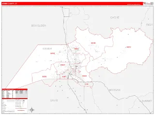 Weber County, UT RedLine style ZIP Code wall map