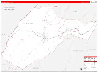 Alleghany County, VA RedLine style ZIP Code wall map