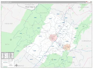 Augusta County, VA Classic style ZIP Code wall map