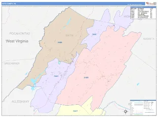 Bath County, VA ColorCast style ZIP Code wall map