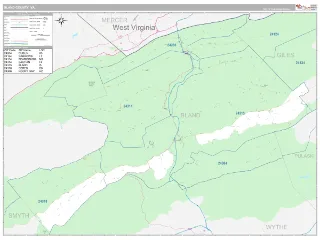 Bland County, VA Classic style ZIP Code wall map