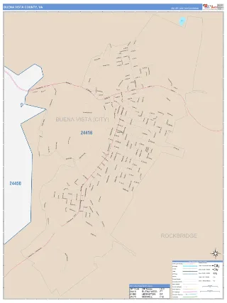Buena Vista County, VA ColorCast style ZIP Code wall map