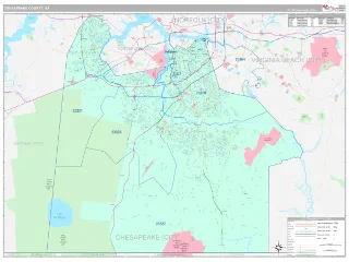 Chesapeake County, VA Classic style ZIP Code wall map