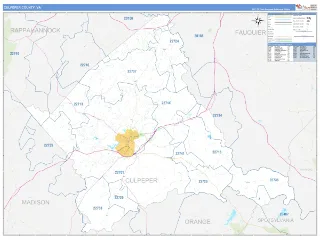 Culpeper County, VA Business Reference style ZIP Code wall map