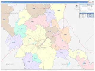 Culpeper County, VA ColorCast style ZIP Code wall map