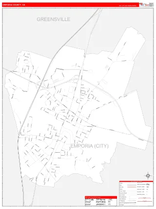 Emporia County, VA RedLine style ZIP Code wall map