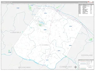 Fluvanna County, VA Classic style ZIP Code wall map