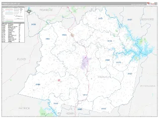 Franklin County, VA Classic style ZIP Code wall map