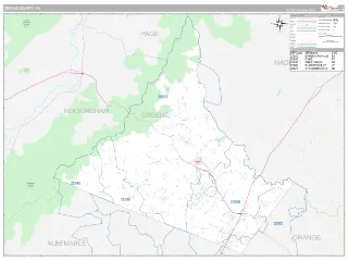 Greene County, VA Classic style ZIP Code wall map