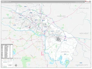Henrico County, VA Classic style ZIP Code wall map