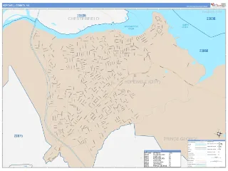 Hopewell County, VA ColorCast style ZIP Code wall map