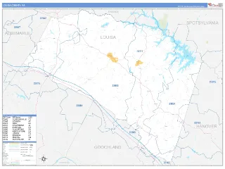 Louisa County, VA Business Reference style ZIP Code wall map