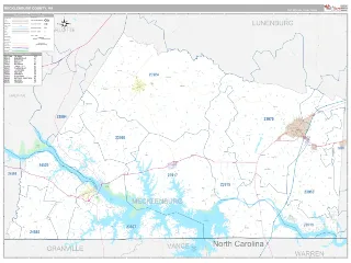 Mecklenburg County, VA Classic style ZIP Code wall map