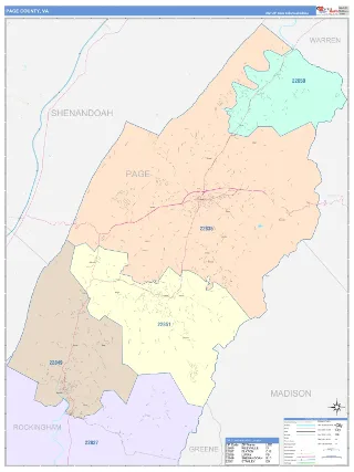 Page County, VA ColorCast style ZIP Code wall map