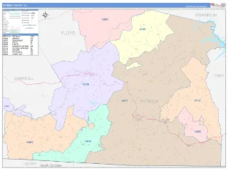 Patrick County, VA ColorCast style ZIP Code wall map