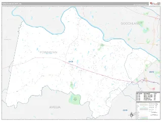 Powhatan County, VA Classic style ZIP Code wall map