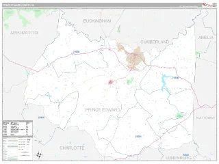 Prince Edward County, VA Classic style ZIP Code wall map