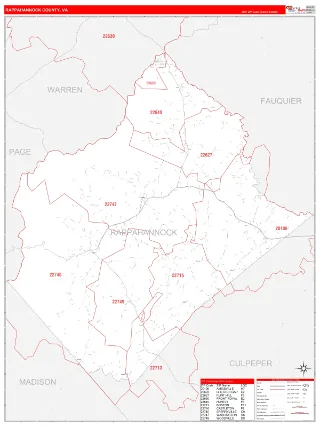 Rappahannock County, VA RedLine style ZIP Code wall map
