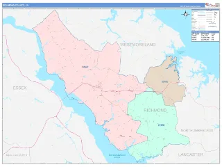 Richmond County, VA ColorCast style ZIP Code wall map