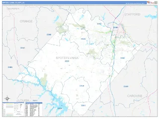 Spotsylvania County, VA Business Reference style ZIP Code wall map