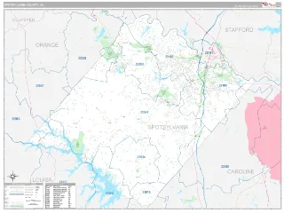 Spotsylvania County, VA Classic style ZIP Code wall map