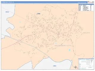 Waynesboro County, VA ColorCast style ZIP Code wall map