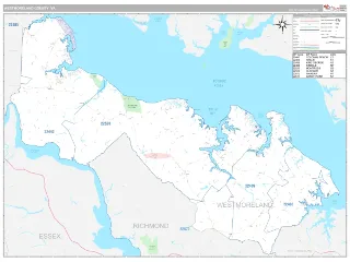 Westmoreland County, VA Classic style ZIP Code wall map