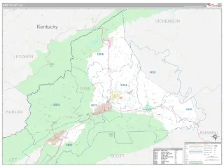 Wise County, VA Classic style ZIP Code wall map