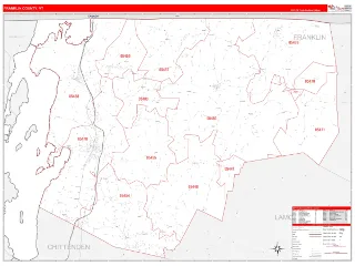 Franklin County, VT RedLine style ZIP Code wall map