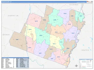 Orange County, VT ColorCast style ZIP Code wall map